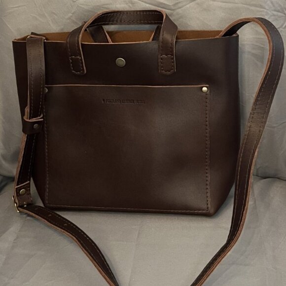 Portland Leather, Crossbody Tote, Dark Brown, w/Eclipse Bag & Keychain - Picture 3 of 15